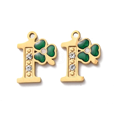 304 Stainless Steel Enamel & Rhinestone Pendants STAS-B130-01G-1-1