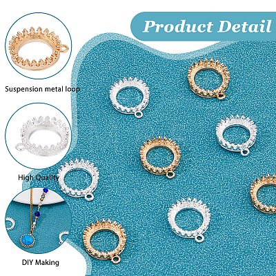 10Pcs 2 Colors Electroplating Brass Pendant Cabochon Settings KK-FH0007-83-1