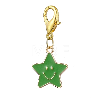 Star with Smiling Face Alloy Enamel Pendant Decooration HJEW-JM01965-1