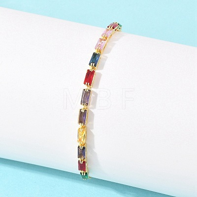 Rectangle Brass Micro Pave Cubic Zirconia Slider Bracelets KK-A305-02G-06-1