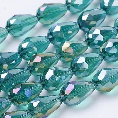 Electroplate Glass Beads Strands X-EGLA-D015-15x10mm-26-1