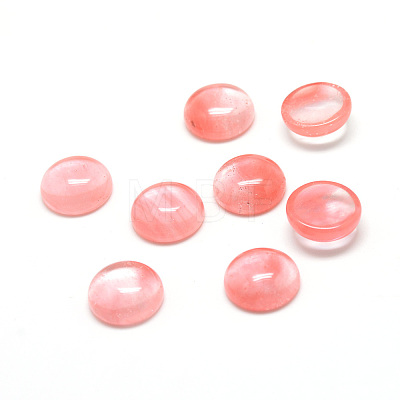 Cherry Quartz Glass Cabochons G-T020-18mm-10-1