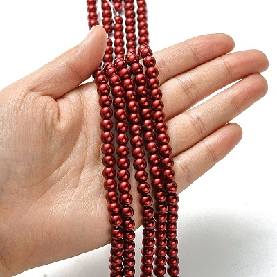 Eco-Friendly Dyed Glass Pearl Round Beads Strands HY-A008-6mm-RB038-1