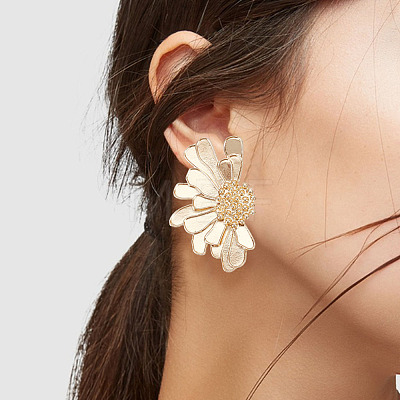 2 Sets 2 Color Alloy Flower Asymmetrical Earrings EJEW-FI0001-33-1