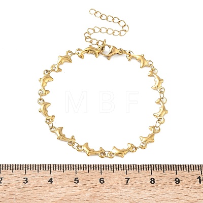 Women's 304 Stainless Steel Dolphin Link Chains Bracelets BJEW-G790-02G-1