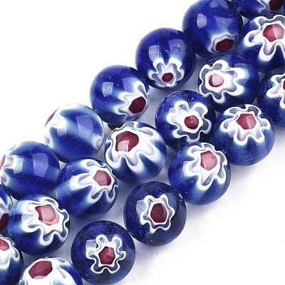 Handmade Millefiori Glass Beads Strands LK-SZ0001-01E-1