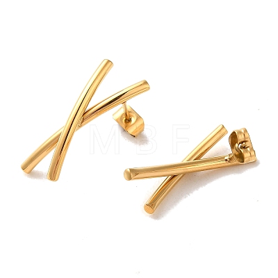 Vacuum Plating 304 Stainless Steel Stud Earrings EJEW-C085-10G-1