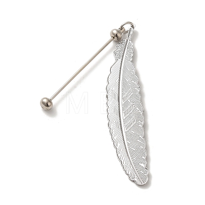 Alloy Feather Pendant Bookmarks AJEW-R101-01S-1