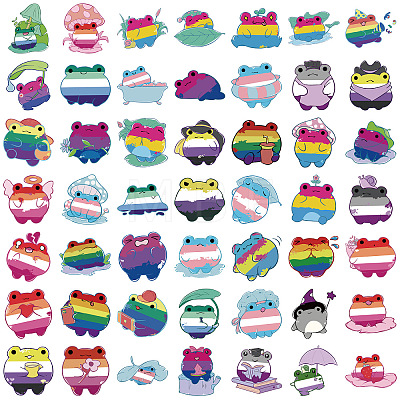 50Pcs Cartoon Frog PVC Adhesive Waterproof Stickers Self-Adhesive Stickers PW-WG910E5-01-1