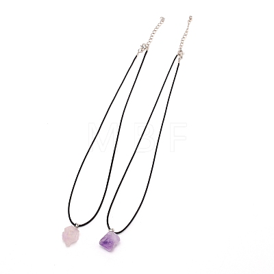 Nuggets Natural Amethyst Pendant Necklace LS-NJEW-WH0002-08-1