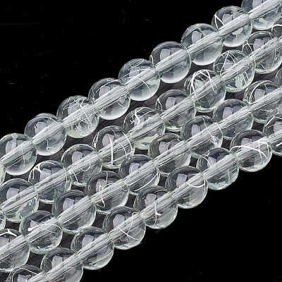 Drawbench Transparent Glass Round Beads Strands X-GLAD-Q012-8mm-04-1