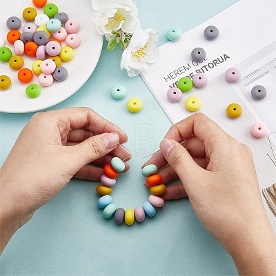 20Pcs 10 Colors Rondelle Silicone Beads JX323A-01-1
