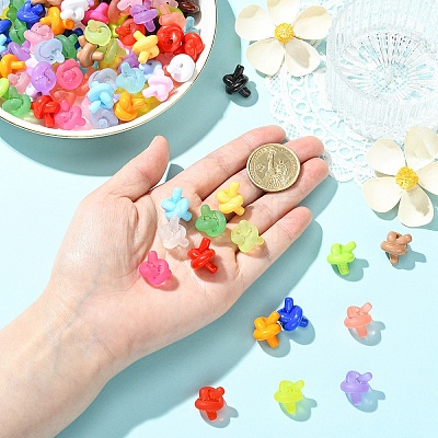 200Pcs 2 Styles Opaque & Frosted Transparent Acrylic Beads SACR-YW0002-11-1