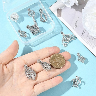 10Pcs 10 Styles Brass Locket Pendants KK-YW0004-79-1