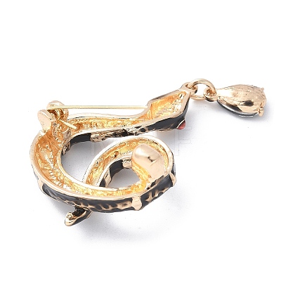 Rhinestone Snake Aolly Brooch with Enamel JEWB-V002-17A-1