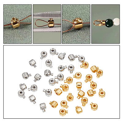 40Pcs 2 Colors Brass Crimp Beads KK-AR0003-27-1