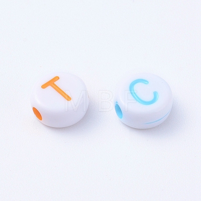 Craft Style Mixed Color Chunky Letter Acrylic Flat Round Beads for Kids Jewelry X-MACR-R481-M-1