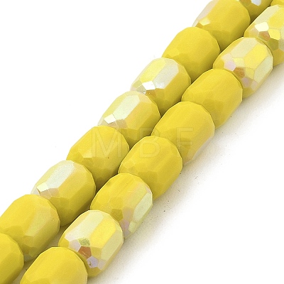 Frosted Imitation Jade Glass Beads Strands GLAA-P058-08A-09-1