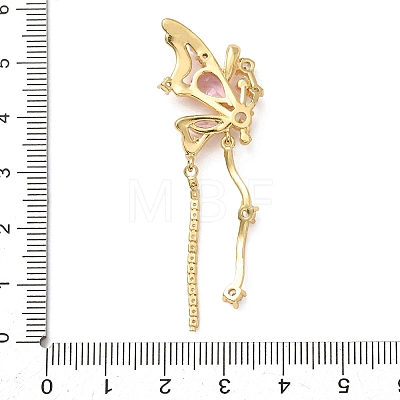 Brass Pink Cubic Zirconia Big Pendants KK-E803-06G-1