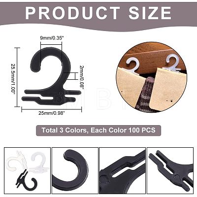  180Pcs 3 Style PP Plastic Display Snap Hooks FIND-NB0002-90A-1