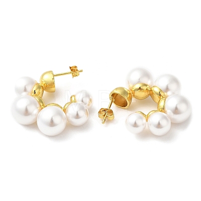 Plastic Imitation Pearl Beaded Round Stud Earrings EJEW-Q766-09G-1