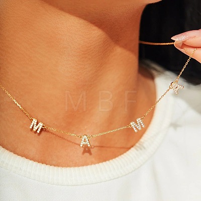 Stylish 925 Silver Clear Cubic Zirconia MAMA Letter Link Chain Necklaces for Mother's Day Gift ON4578-1-1