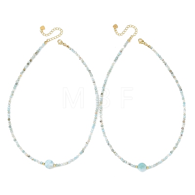 Natural Larimar Beaded Necklaces NJEW-JN06655-1