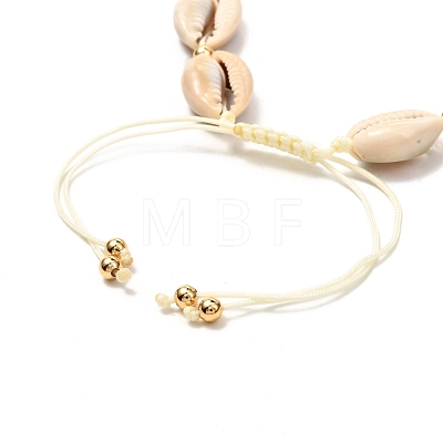 Natural Cowrie Shell Braided Bead Anklets for Girl Women AJEW-AN00453-02-1