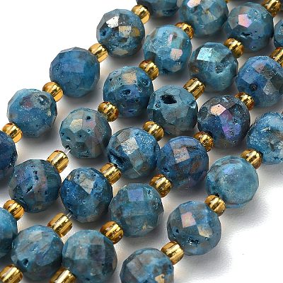 Electroplated Natural Druzy Geode Crystal Beads Strands G-F833-P01-10mm-05-1