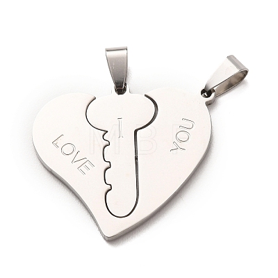 Valentine's Day 201 Stainless Steel Split Pendants STAS-F368-09P-1