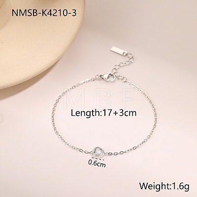 304 Stainless Steel Pave Cubic Zirconia Link Bracelets WGE95FE-06-1