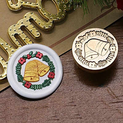 Christmas Series Wax Seal Brass Stamp Head AJEW-M037-01G-22-1