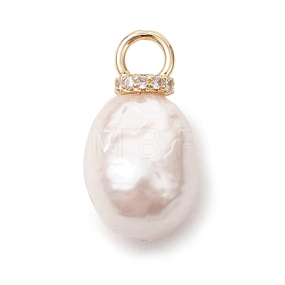 Electroplated Glass Imitation Pearl Pendants PALLOY-JF05266-01-1