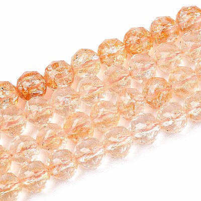 Crackle Transparent Glass Beads Strands GLAA-N063-8mm-07-1