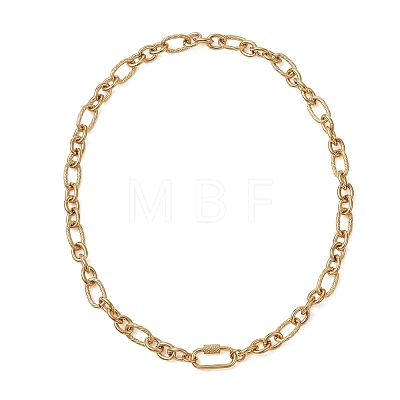 8MM 304 Stainless Steel Figaro Chain Necklaces with Screw Carabiner Lock for Women NJEW-JN06295-1