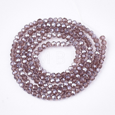 Electroplate Glass Beads Strands X-EGLA-T013-04F-1