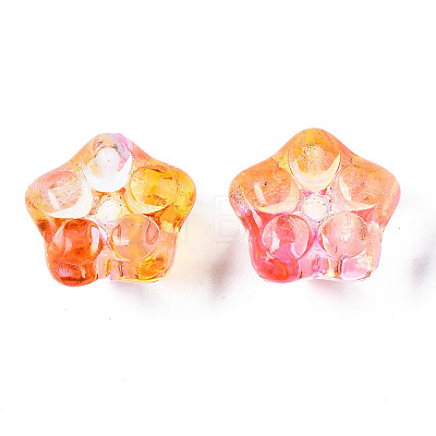 Two Tone Transparent Spray Painted Glass Beads GGLA-S054-011D-01-1