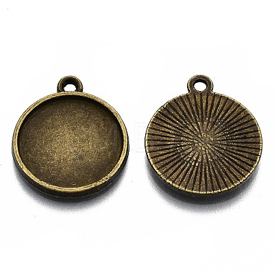 Tibetan Style Alloy Pendant Cabochon Settings X-TIBE-S322-002B-AB-NR-1