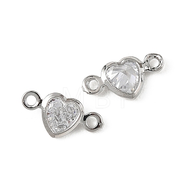 SHEGRACE Brass Pave Clear Cubic Zirconia Heart Connector Charms XGRQ2O907-448P-1