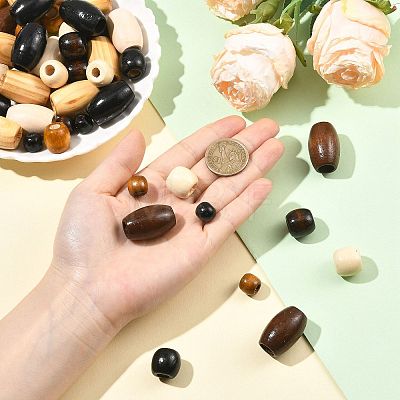 152Pcs 12 Styles Dyed Natural Maple Wood Beads WOOD-FS0002-53-1