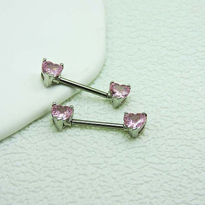 Heart Alloy Cubic Zirconia Nipple Barbell Rings WG1BFA6-03-1