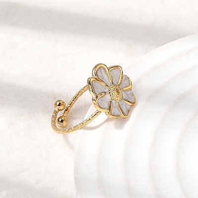 304 Stainless Steel Enamel Open Cuff Rings STAS-H259-01G-1