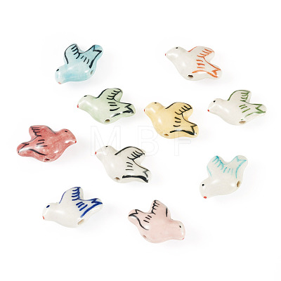 10Pcs 10 Colors Handmade Porcelain Beads PORC-BG0001-04-1