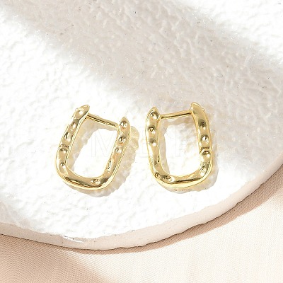 Textured Rectangle Brass Hoop Earrings EJEW-B007-02G-1