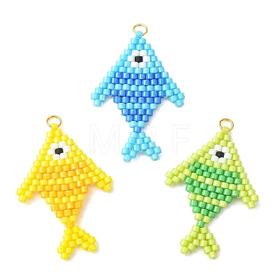 304 Stainless Steel & Cylinder Seed Beads Glass Pendants PALLOY-MZ01441-1