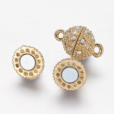 Alloy Rhinestone Magnetic Clasps with Loops RB-H116-2-G-1