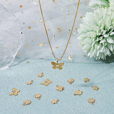 50Pcs 5 Style Rack Plating Brass Charms KK-FH0004-69-1