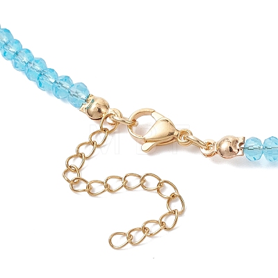 Ocean Natural Shell Copper Wire Wrapped Flower Shell Pendant Faceted Rondelle Glass and Round Shell Pearl Beaded Necklaces NJEW-TA00222-1