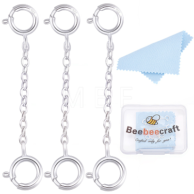 3Pcs Sterling Silver Chain Extender STER-BBC0009-70B-1