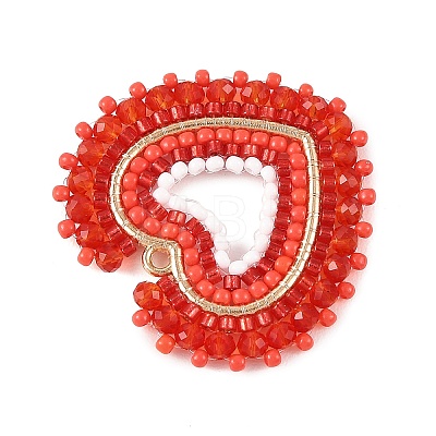 Glass Seed Beaded Pendants PALLOY-MZ01385-1